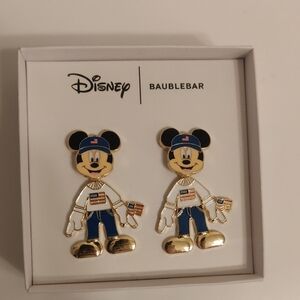 New!Disney x BaubleBar Mickey Mouse Americana Patriotic USA Flag Earrings